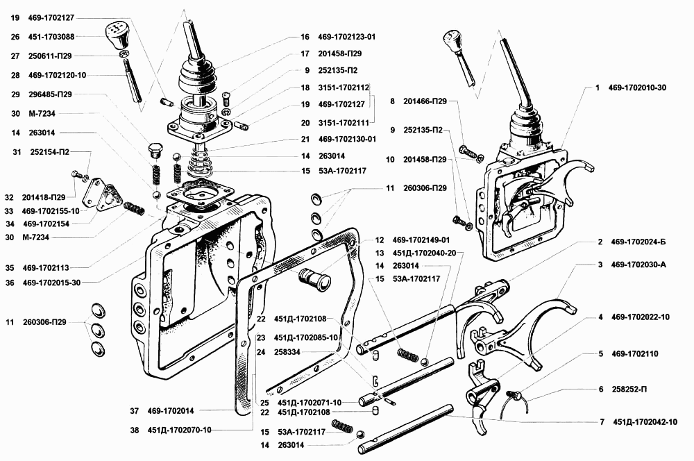 Схема сборки коробки уаз 469