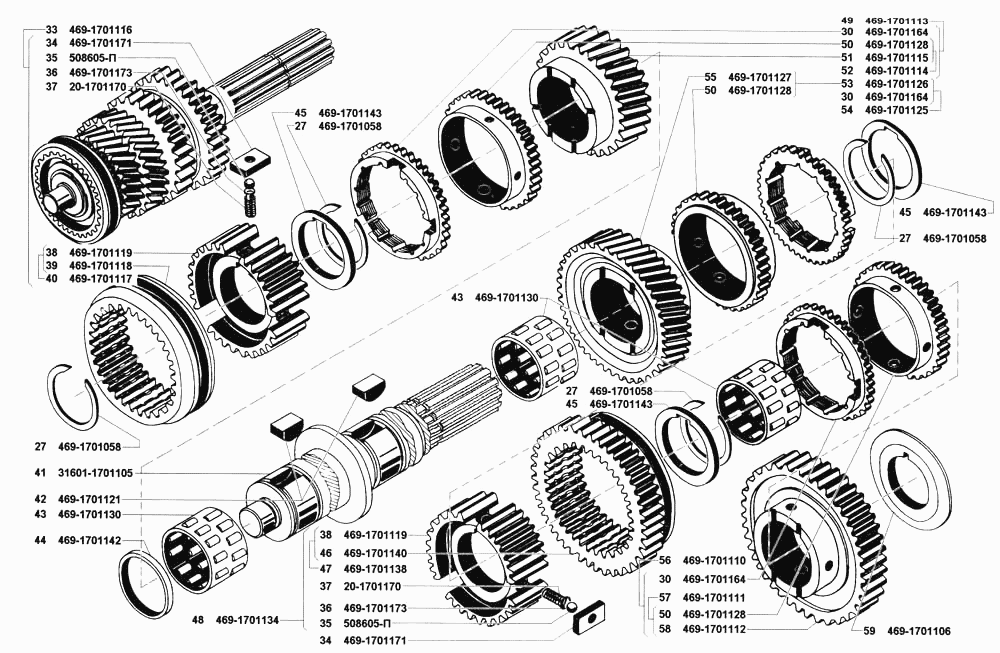 Схема кпп уаз буханка 4 ступенчатая старого образца