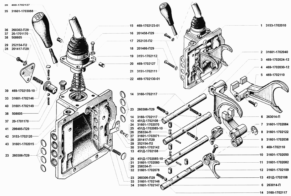 Схема сборки коробки уаз 469
