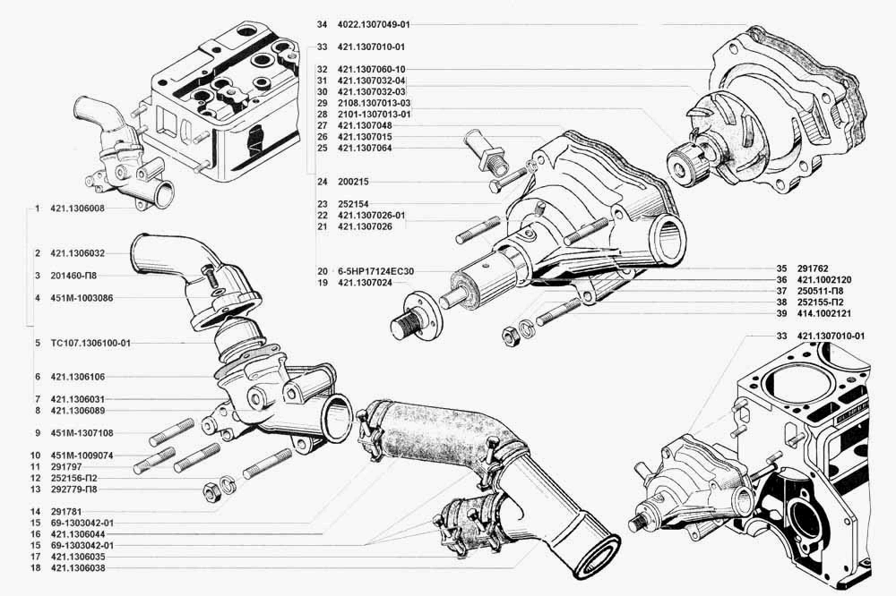 Система охлаждения двигателя умз 417 схема