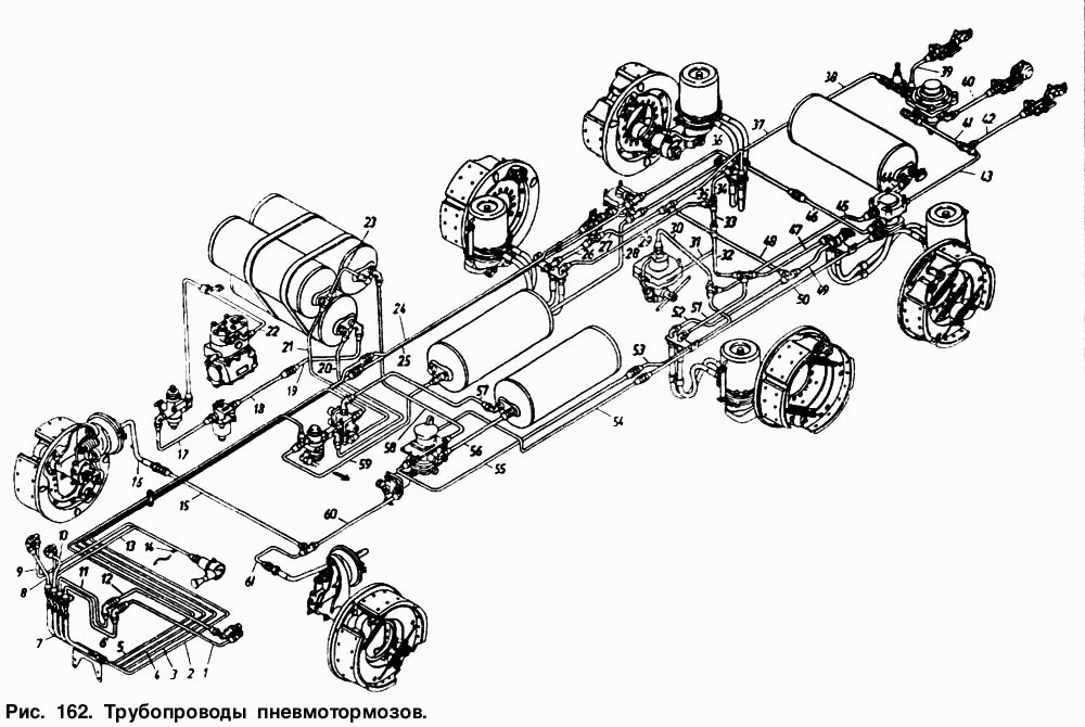 Схема пневмотормозов камаз 6520