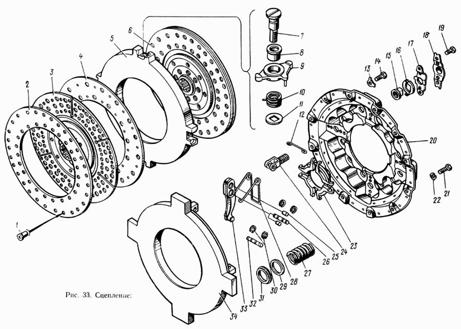Сцепление камаз 740 двухдисковое схема