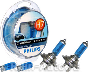 КОМПЛЕКТ ГАЛОГЕННЫХ ЛАМП 4ШТ H7 12V 55W PX26D 2XH7 CRISTAL VISION + 2XW5W (4300K, ИЗЛУЧАЮТ ЯРКИЙ БЕЛЫЙ СВЕТ 12972CVSM