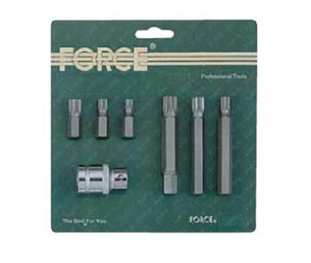 НАБОР БИТ 1/2 SPLINE M6-12 30-75ММ С ДЕРЖАТЕЛЕМ В БЛИСТЕРЕ 7 ПРЕДМЕТОВ FORCE 4072