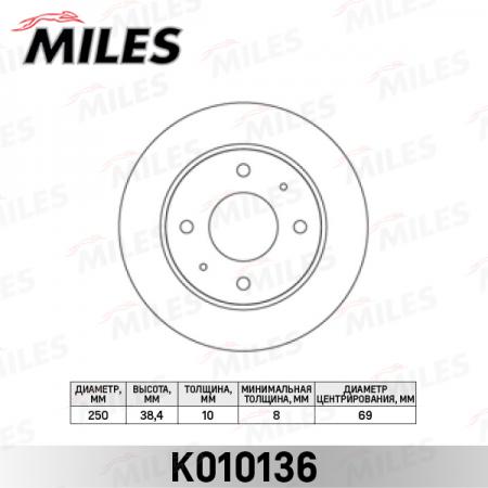   MITSUBISHI COLT 04- / SMART FORFOUR 04-  D=250. K010136