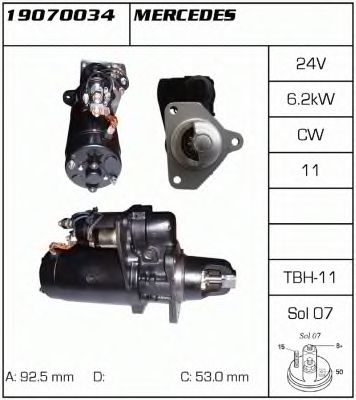  24V. 6.2KW Z=11  MB ACTROS. AXOR TRAVEGO 19070034