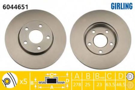   FORD FOCUS II/III/C-MAX 03-/VOLVO S40 04-  .D=278. 6044651