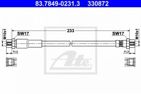ШЛАНГ ТОРМ AUDI A3/SEAT LEON/VW GOLF V/JETTA III/PASSAT 1.2-3.6/TFSI/2.0TDI/FSI 03- ЗАД L/R L=233MM 83.7849-0231.3