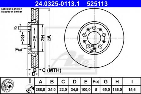   AUDI A1/A3/VW POLO/GOLF 4/BORA 1.8T/1.9TDI/2.3 VR5 96-   PD 288X25 24.0325-0113.1